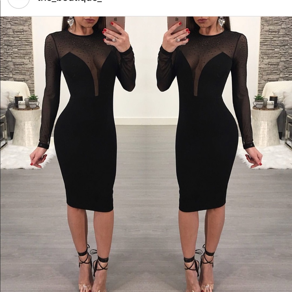 Black midi dress